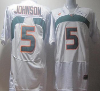 Miami Hurricanes 5 Andre Johnson White NCAA Jerseys