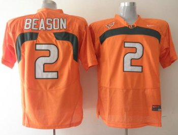 Miami Hurricanes 2 Jon Beason Orange NCAA Jersey