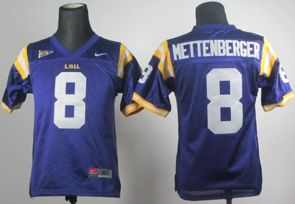 Kids LSU Tigers 8 Zach Mettenberger Purple College Football NCAA Jerseys