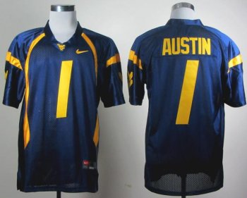 West Virginia Mountaineers 1 Tavon Austin Blue College Football NCAA Jerseys