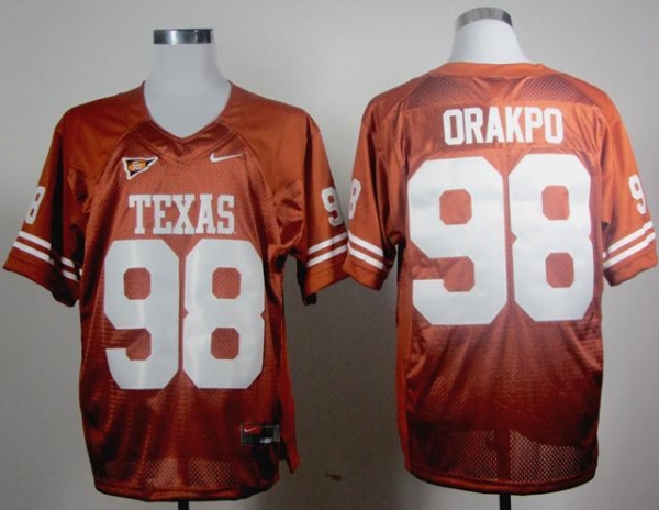 Texas Longhorns 98 Brian Orakpo Yellow College Football NCAA Jersey