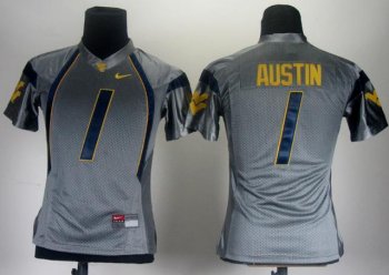 Women West Virginia Mountaineers 1 Tavon Austin Grey College Football NCAA Jersey