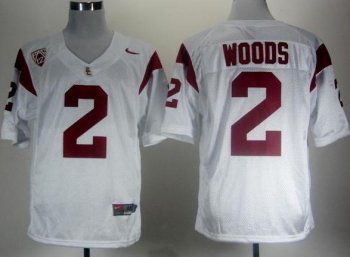 USC Trojans 2 Robert Woods White Pac-12 Patch College Football NCAA Jersey