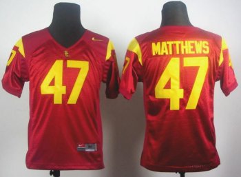 Kids USC Trojans 47 Clay Matthews Red College Football NCAA Jersey