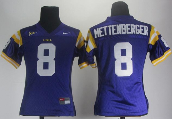 Women LSU Tigers 8 Zach Mettenberger Purple College Football NCAA Jerseys