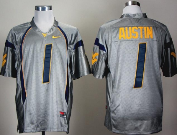 West Virginia Mountaineers 1 Tavon Austin Grey College Football NCAA Jersey