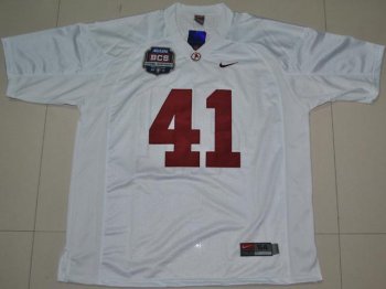 Alabama Crimson Tide 41 Courtney Upshaw White 2012 BCS Patch College Football Jersey