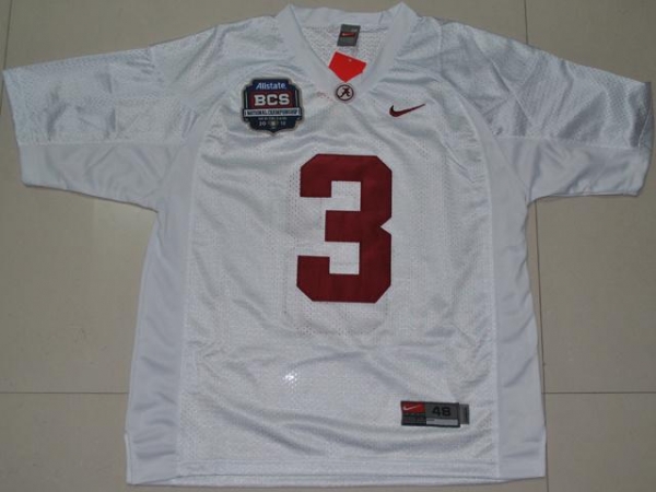 Alabama Crimson Tide 3 Trent Richardson White 2012 BCS Patch College Jersey