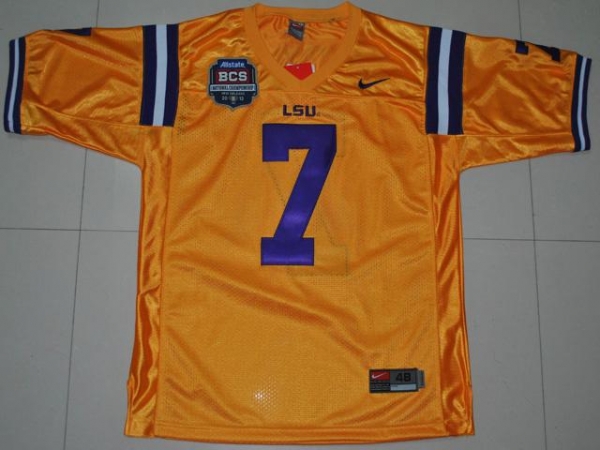 LSU Tigers 7 Trynn Mathieu Golden 2012 BCS Patch College Football Jersey