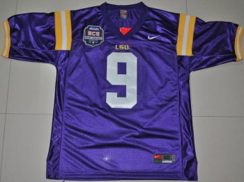 LSU Tigers 9 Jordan Jefferson Purple 2012 BCS Patch College Football Jersey