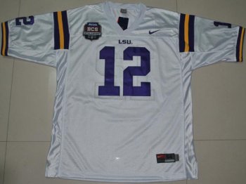 LSU Tigers 12 Jarrett Lee White 2012 BCS Patch College Football Jersey