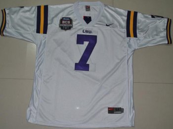 LSU Tigers 7 Trynn Mathieu White 2012 BCS Patch College Football Jersey