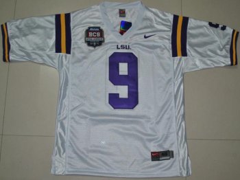 LSU Tigers 9 Jordan Jefferson White 2012 BCS Patch College Football Jersey