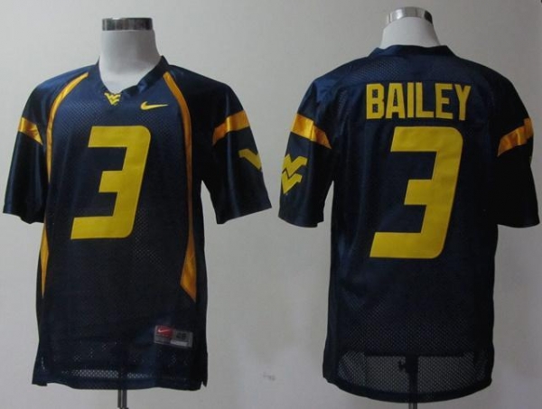 West Virginia Mountaineers 3 Stedman Bailey Blue College Football NCAA Jerseys