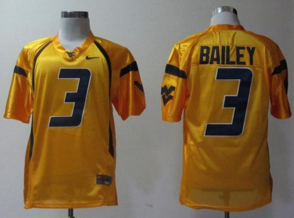 West Virginia Mountaineers 3 Stedman Bailey Golden College Football NCAA Jerseys