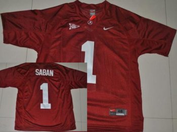 Alabama Crimson Tide 1 Nick Saban Red NCAA Jersey