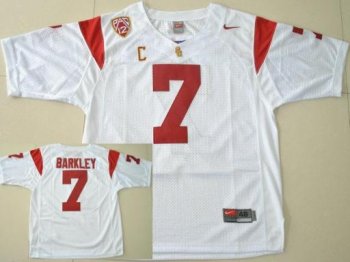 USC Trojans 7# Matt Barkley White Pac-12 C Patch College NCAA Jerseys