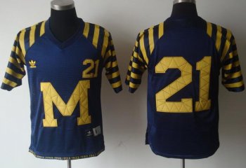 Kids Michigan Wolverines 21 Throwback Navy Blue NCAA Jerseys