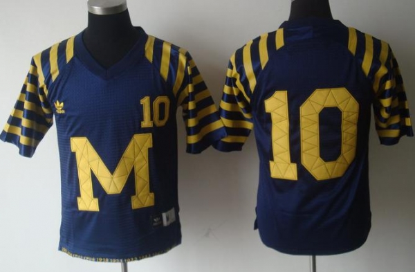 Kids Michigan Wolverines 10 Throwback Navy Blue NCAA Jerseys