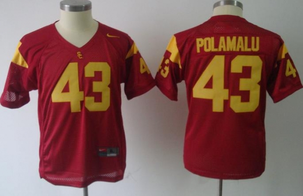 Kids USC Trojans 43 Troy Polamalu red NCAA Jerseys