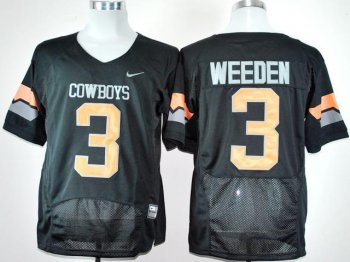 Oklahoma State Cowboys 3# Brandon Weeden Black Pro Combat College Football NCAA Jerseys