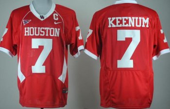 Houston Cougars 7# Case Keenum Red C-USA Patch College Football NCAA Jersey