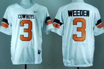 Oklahoma State Cowboys 3# Brandon Weeden White Pro Combat College Football NCAA Jerseys