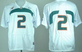 Miami Hurricanes 2 White College Football NCAA Jersey