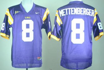 LSU Tigers 8# Zach Mettenberger Purple College Football NCAA Jersey