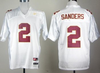 Florida State Seminoles 2# Deion Sanders White College Football Throwback Jersey