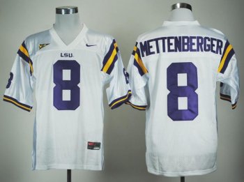 LSU Tigers 8 Zach Mettenberger White College Football NCAA Jersey