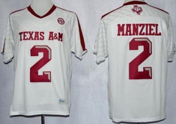 Texas A&ampM Aggies 2 Johnny Manziel White College Football Authentic Techfit NCAA Jerseys