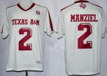 Texas A&M Aggies 2 Johnny Manziel White College Football Authentic Techfit NCAA Jerseys