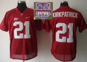 2013 BCS National Championship Alabama Crimson #21 Kirkpatrick Red NCAA Football Jersey