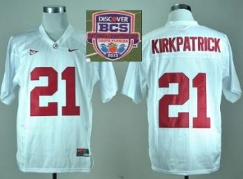 2013 BCS National Championship Alabama Crimson #21 Kirkpatrick White NCAA Football Jersey