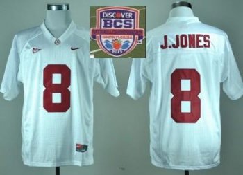 2013 BCS National Championship Alabama Crimson #8 J JONES White NCAA Football Jersey