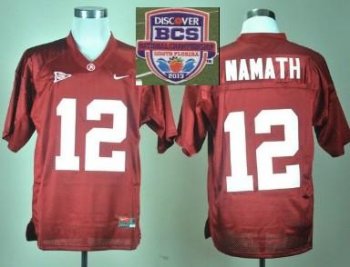 2013 BCS National Championship Alabama Crimson #12 NAMATH Red NCAA Football Jersey