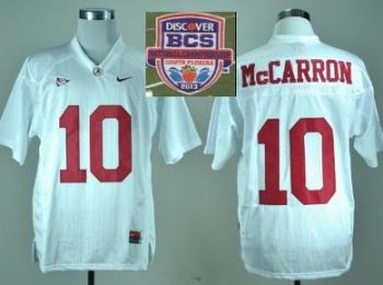 2013 BCS National Championship Alabama Crimson 10 McCarron White NCAA Football Jersey