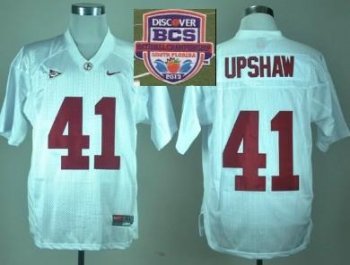 2013 BCS National Championship Alabama Crimson 41 Upshow White NCAA Football Jersey