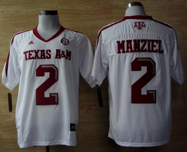 Texas A&M Aggies 2 Johnny Manziel White Football Techfit NCAA Jerseys