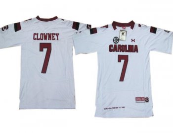 Under Armour South Carolina 7 Javedeon Clowney White New Style Jerseys with New SEC Patch