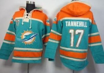 Miami Dolphins #17 Ryan Tannehill Aqua Green Sawyer Hooded Sweatshirt NFL Hoodie