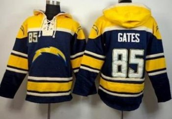 San Diego Chargers #85 Antonio Gates Navy Blue Sawyer Hooded Sweatshirt NFL Hoodie