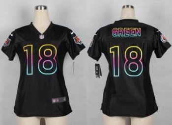 Women Nike Cincinnati Bengals 18 A.J.Green Black Fashion Game NFL Jersey