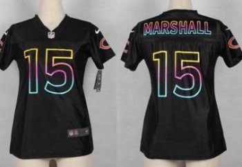 Women Nike Chicago Bears 15 Brandon Marshall Black Fashion Game NFL Jersey