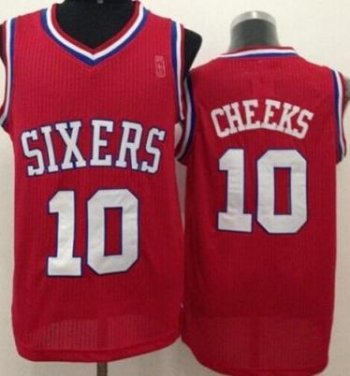 Philadelphia 76ers #10 Maurice Cheeks Red Throwback Stitched NBA Jersey