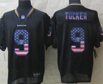 Nike Baltimore Ravens 9 Justin Tucker Black USA Flag Fashion Stitched Elite NFL Jerseys