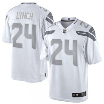 Nike Seattle Seahawks 24 Marshawn Lynch White Men's Stitched Platinum Limited NFL Jersey