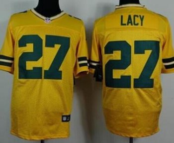 Nike Green Bay Packers 27 Eddie Lacy Yellow Elite NFL Jerseys