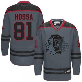 Chicago Blackhawks #81 Marian Hossa Charcoal Cross Check Fashion Stitched NHL Jersey